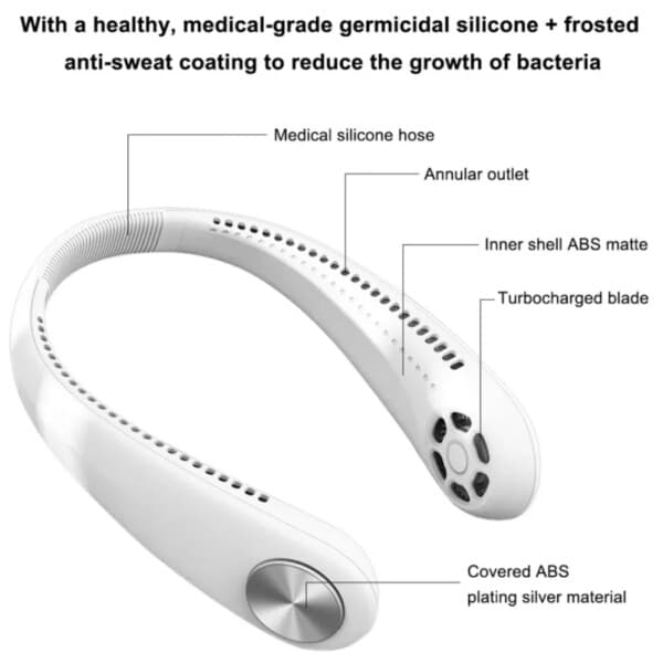 Halsventilator – Genopladelig Bærbar Ventilator med Halsrem Halsventilator Hvid