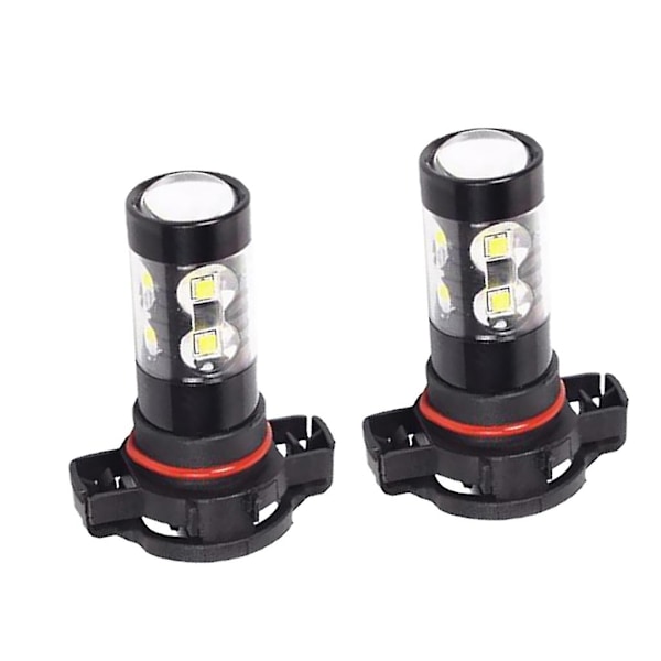 2-pack 6000k 50W Vita H16 Ps24w 5202 Högpresterande LED-Dimljuslampa