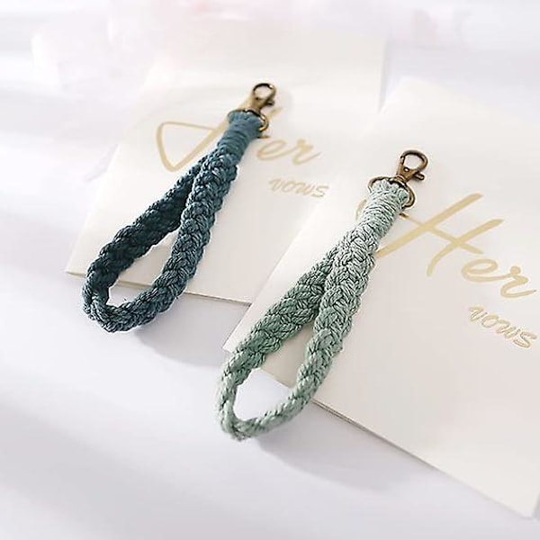 Blød Makrame Nøglering Boho Håndlavet Armbånds Nøglering Country Stil Håndledsrem Håndlavet Holder Til Kvinder