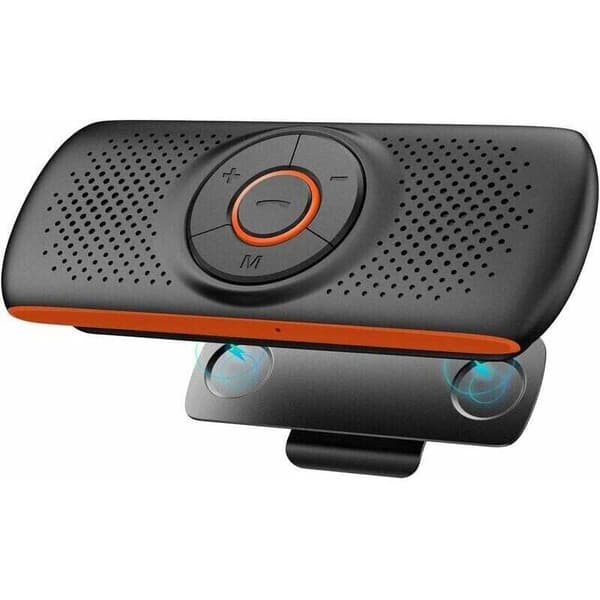 Bærbar Bluetooth bil håndfrit sæt med GPS-navigation, musik, støjreduktion, solskærmmontering, parrer 2 telefoner samtidigt