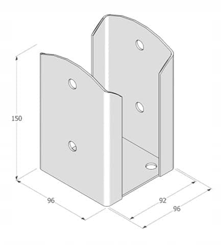 Post base screwed to concrete 91x150x2.0mm anthracite