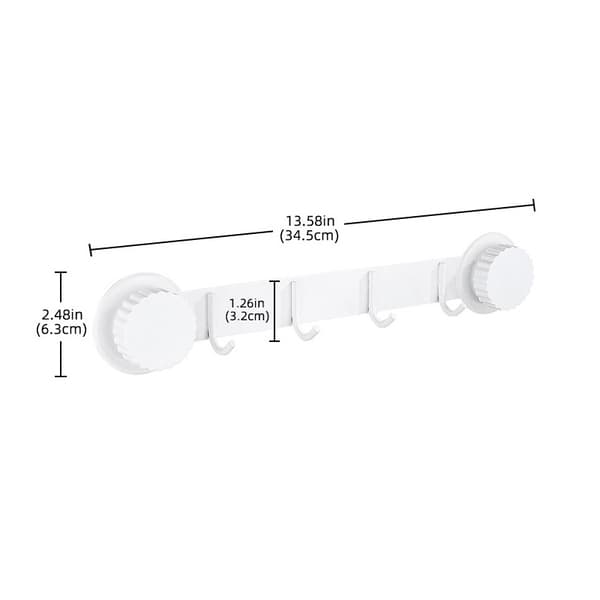 Suction Cup Hanger - Single Hook with 4 Hooks: Strong Grip, Reusable, Perfect for Kitchen and Bathroom White