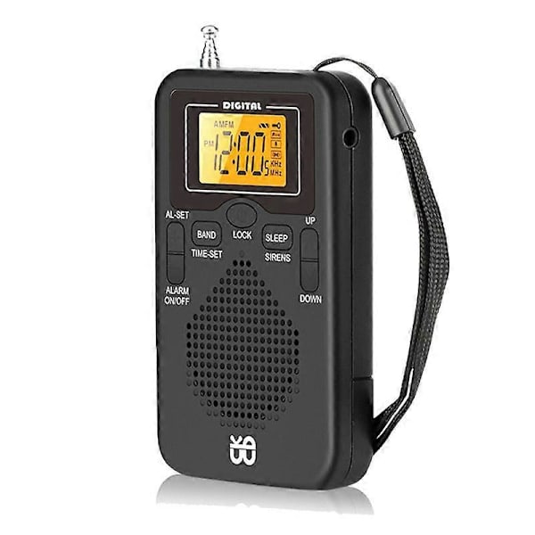 Kannettava Mini AM FM -sääradio Taskuradio LCD-näytöllä Digitaalinen herätyskelloradio