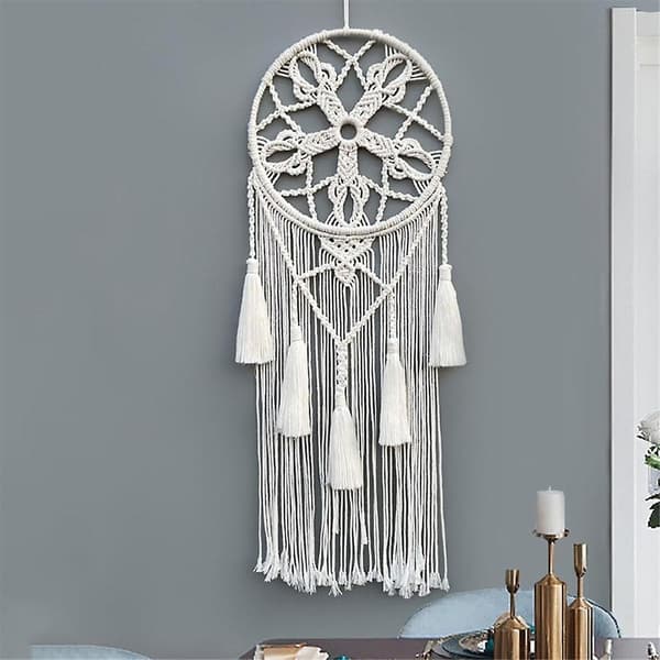 Macrame Drömfångare för Sovrum Vuxen Drömfångare Väggdekor Stor Boho Väggbonad med Vävt