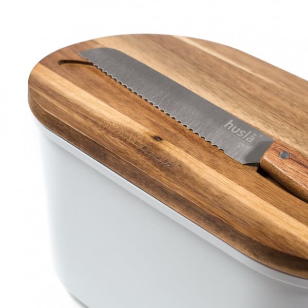 HUSLA BREAD BOX WITH CUTTING BOARD AND KNIFE 73940