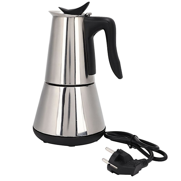 Elektrisk Espressokande Moka Pot 6 Kopper Percolator Kaffekande Elektrisk Rustfrit Stål Klassisk Cafékande EU Stik