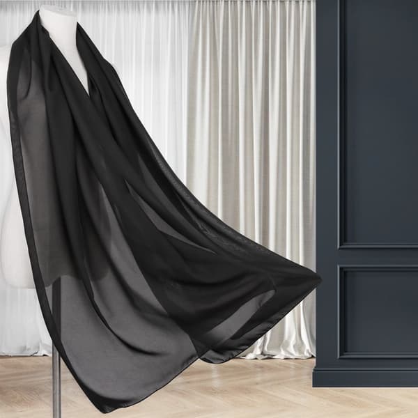 Chiffonsjaler og tørklæder til kvinder, velegnet til aftenkjoler, elegante og bløde tylchiffonsjaler, bryllupssjaler - sort.
