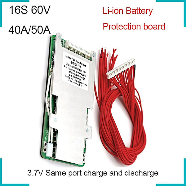 16S 60V 40A Li-Ion Batteribeskyttelseskort BMS 3.7V Samme Port PCM 60V 20Ah 30Ah 50Ah 60Ah med Beskyttelsesfunktion