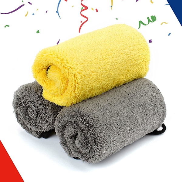 3-pak Mikrofiber Bilrengøringsklude, Super Absorberende Mikrofiber Tykke Plys Klude Til Bil- Og Motorcykellakpleje, Rengøring, Polering