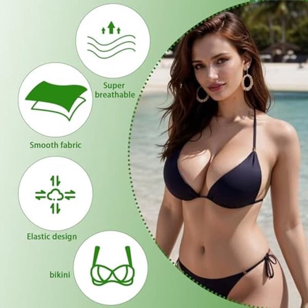 Two-Piece Bikini Set - Sexy Triangle Bikini Top with Push-Up Effect - Quick-Drying Design