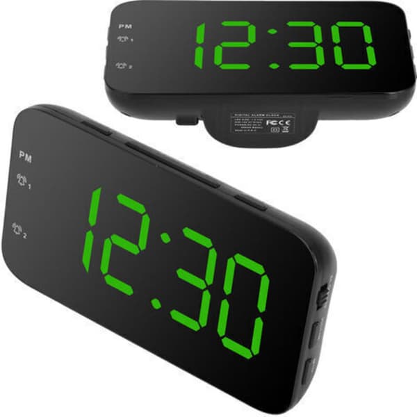 LED digital väckarklocka, bärbar skrivbordsklocka med snooze, för sovrum, hem, resor, grön