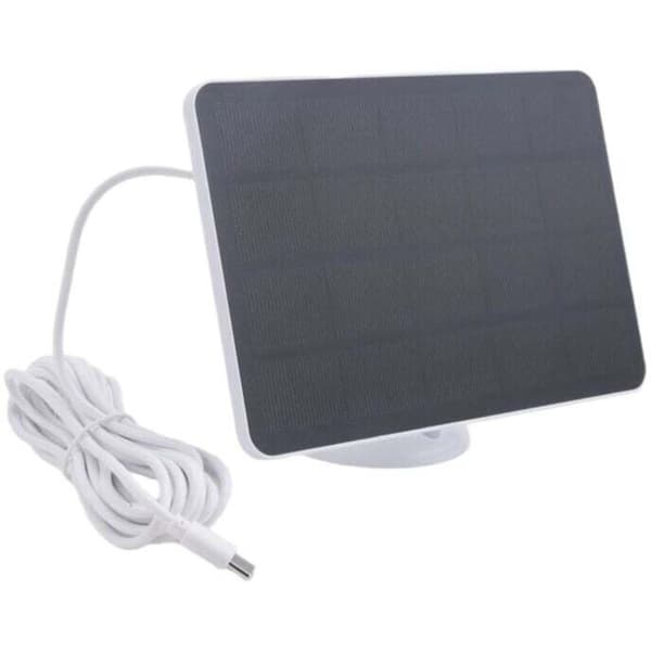 4W vanntett solcellepanel-lader for hjemmesikkerhetskameraer, drevet av solceller med ladekabel, hvit