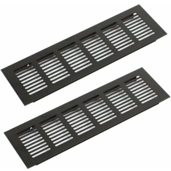 2-delt aluminiumsventilationsgitter, rektangulær luftventil, legeret luftventil, udendørs ventilationsgitter, sort, 250 x 80 mm
