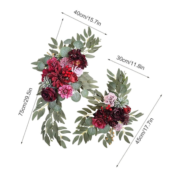 Kunstige Bryllupsbue Blomster Swag Kit Skilt Arbor Blomsterarrangement For Seremoni Og Mottak Bakteppe Dekor - FARGE: Champagne