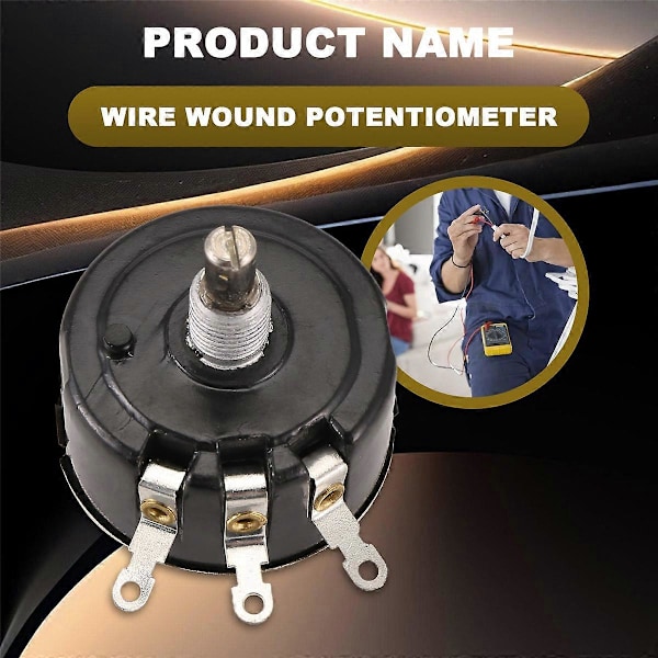 WX050 10K ohm 5W 6mm Rund Aksel Rotary Trådviklet Potentiometer Sort+Sølv