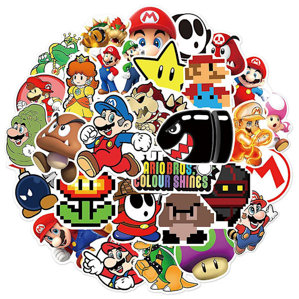 50 kpl Super Mario -tarroja, vedenpitäviä tarroja vesipulloille, kannettavalle tietokoneelle, puhelimelle, rullalaudalle, matkatavaroille