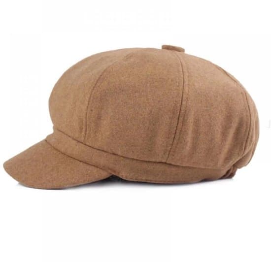 Damebasker - med brem - justerbar flat topp - ensfarget - Brun