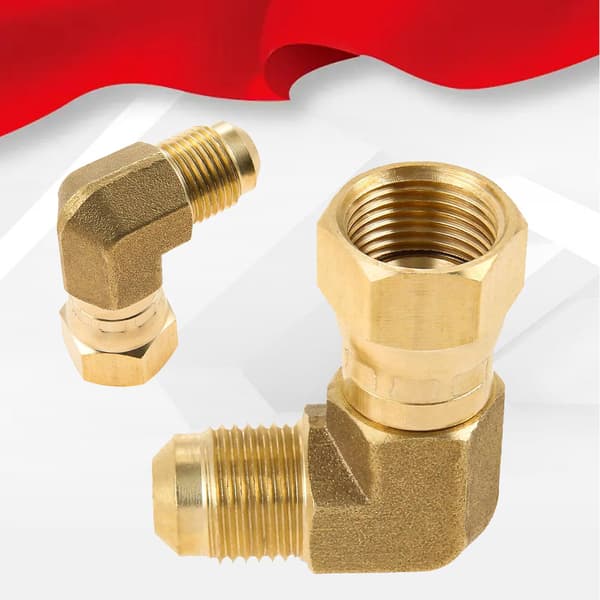 90 Messing Propan Albueforbindelse Adapter M/ 3/8\" Hun og Han Flare Fitting