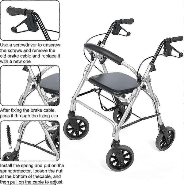 14 stk. Rollator Bremsekabel Udskiftningsdele, Gåstol Dele Rollator Bremsekabel 2024THO