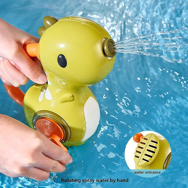 Badelegetøj til babyer 18 måneder, badelegetøj med roterende spray, dinosaur-badelegetøj til tumlinger 1-3 år, babypoollegetøj med spray