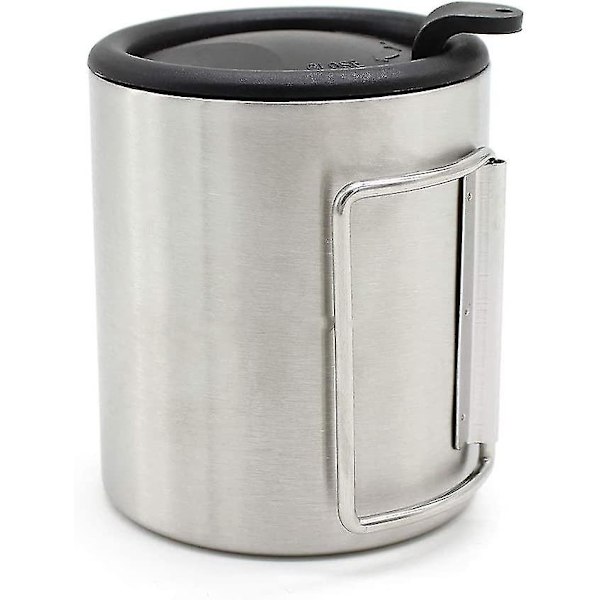 220 ml Camping Bordsbestick Utomhus Mugg Bärbar Camping Picknick Vattenkopp Rostfritt Stål Vakuum Dubbel Vägg Svart, Silver 1 st