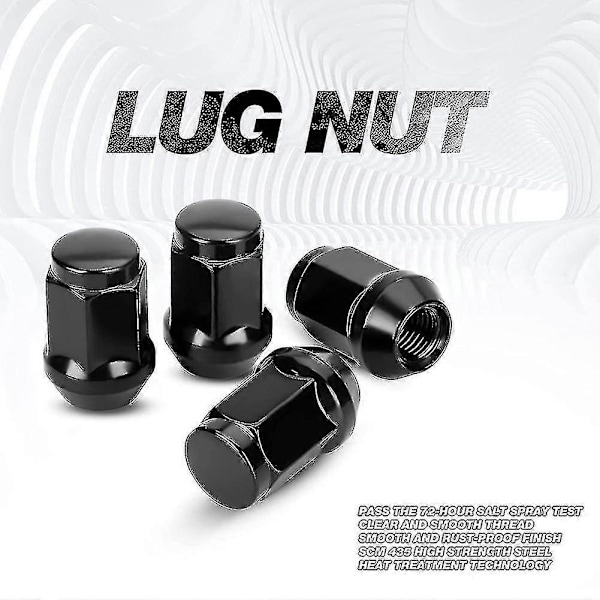 24 kpl 12x1.5 Pulttiruuvit Suljetuilla Päillä, Bulge Acorn Cone Pulttiruuvit, Sopii 2007-2022 Cruiser, 2001-2007 Sequoia Musta
