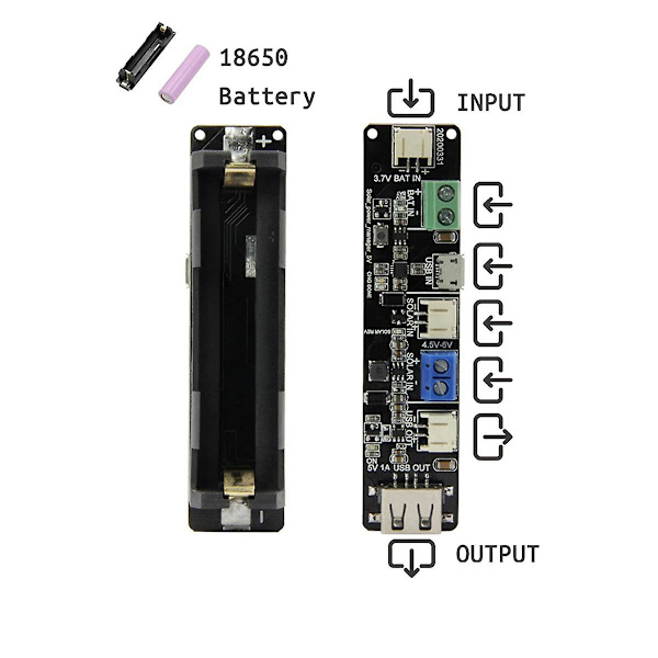 T-BAT Batterihållare CN3065 Power Chip Solladdning Kan Användas med 18650 Batteri Utvecklingskort