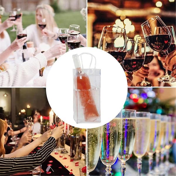 Paket med 10 Vinförvaringsväskor Isväskor Transparent PVC Bärbar Vinflaska Kylväska Champagne Isväskor - Excellence