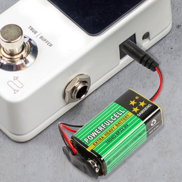 5 stk. 9V T-type batteristik med DC hanstik til 9V alkaline batteri