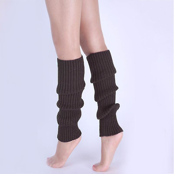 1 par snygga dam kniting benvärmare vinter stickad virkad mode dam leggings fotvärmare kaffe