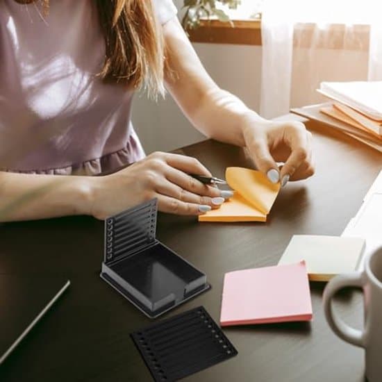Post-it-holder - Selvklæbende notesblok med skabelon - Sort