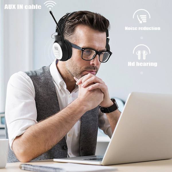 Kannettavat henkilökohtaiset FM-radiokuulokkeet, langattomat kuulokkeet radiolla kävelyyn, juoksuun ja päivittäiseen työhön