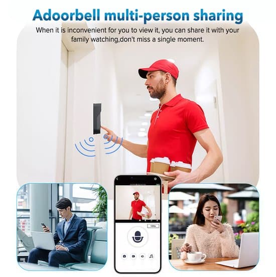 High-resolution smart wireless WiFi video doorbell with camera, intercom and surveillance