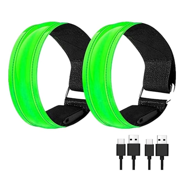 Ladattava USB-heijastinnauha LED-valo rannekoru, heijastinrannekkeet yöturvallisuus A