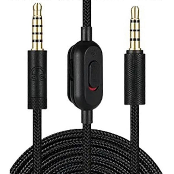 2M Erstatningslydkabel til GPRO X, G233, G433 Hovedtelefoner Inkluderer Volumekontrol og Lydløs Funktion Sort