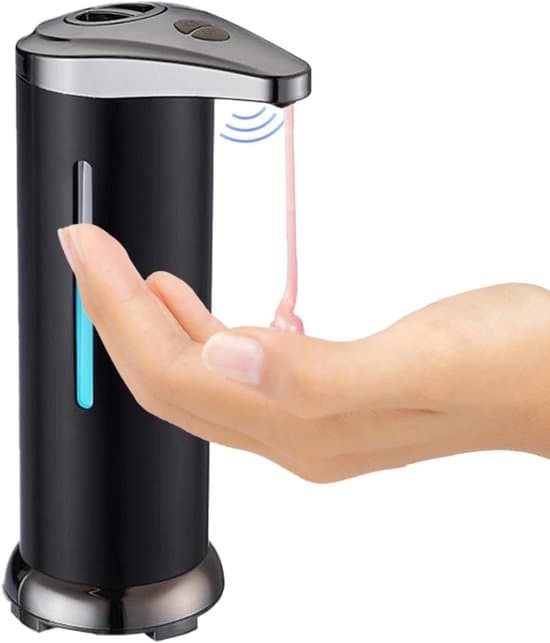 Soap Dispenser - Automatic Pump - Touchless Hand Wash - Battery Operated - 20 cm High - Black