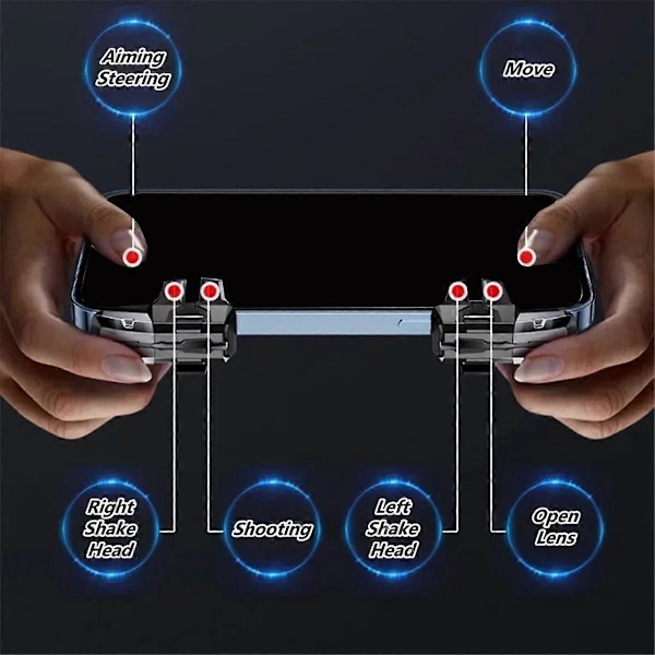 6 Finger Mobilspil Trigger til PUBG Aim Konkurrencedygtig Nøgleknap Gamepad Controller Universal til Mo