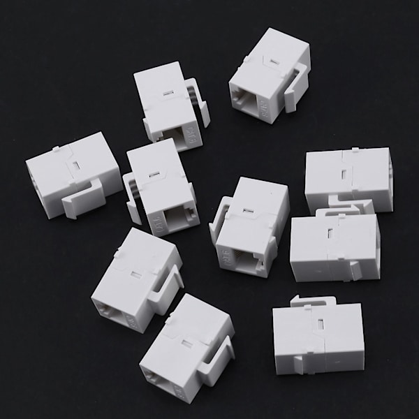 10 st RJ45-kontakter Keystone Cat6 Förlängningskoppling Adapter, Vit