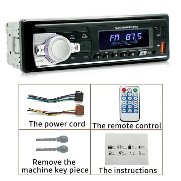 Bluetooth 5.0 Bilradio - 1 Din - 7 Farver Lys - 4x65W