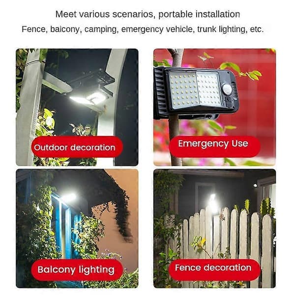 72 LED Solcelled Hagelys Klippsensor Lys Vanntett Campinglys for Gjerde Dekk Vegg Camping T