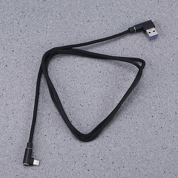 1M Oikeakulmainen USB Micro -kaapeli Punottu USB 2.4 A - 90 asteen datakaapeli Laturijohto yleiskäyttöiseen Android-puhelimeen (musta) 2025.