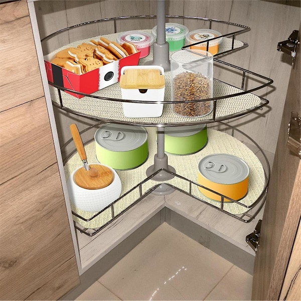 2 st Lazy Shelf Liner Cirkel Köksinredning Halkfria Skåpinredning Halkfria Kylskåpsmattor för Låda Skafferi 31 tum-A