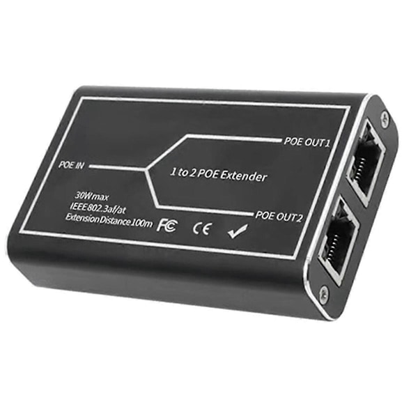 Gigabit Poe Förlängare 2 Portar 1000m Nätverk Switch Repeater 30w Ieee802.3af/at Plugplay För Poe Switch Nvr Ip Kamera