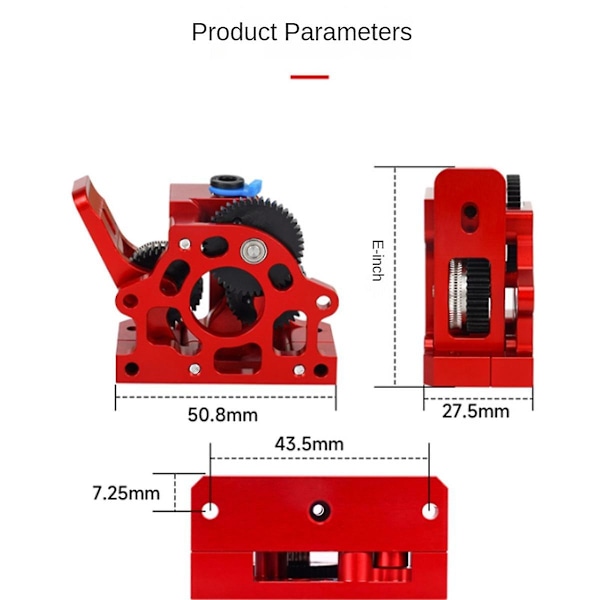 -LITE-Extruder Dubbelväxlad Extruder Reduktionsväxel 3D-skrivardelar för CR10-Röd Extruder