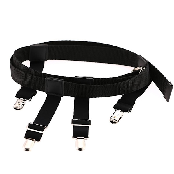 Elastisk nylonbelte for menn og kvinner med strømpebåndsklips, holder for strømpebukser, bukser og jeans, justerbar klemme