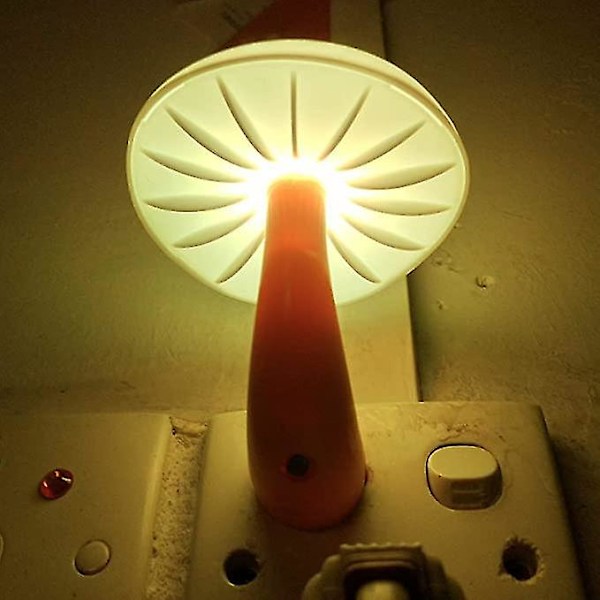 2-pack Ljuskontroll Svamp Dekorativ Nattlampa Plug-in Ljussensor Sänglampa Led Ljus Födelsedagspresent (gul)