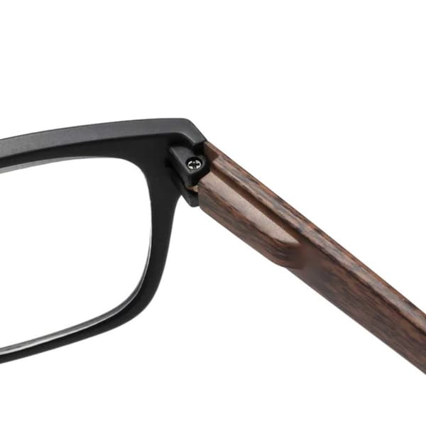 Rectangular Reading Glasses with Wood Design and Blue Light Protection [Choose Strength] Brown
