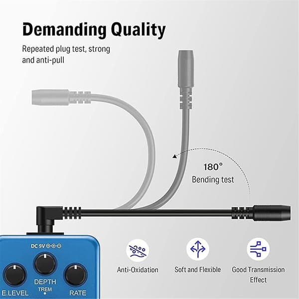 Gitarpedal Strømforsyning Adapter 9V DC Tip Negativ 5-veis Daisy Chain Kabler for Gitar Effektpedaler