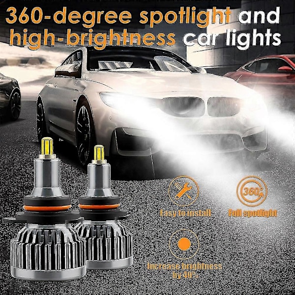 H7 LED-strålkastarlampor 10-32V Uppgraderade 360-graders H7 LED-lampor 60W Vita Extremt ljusa 18000LM