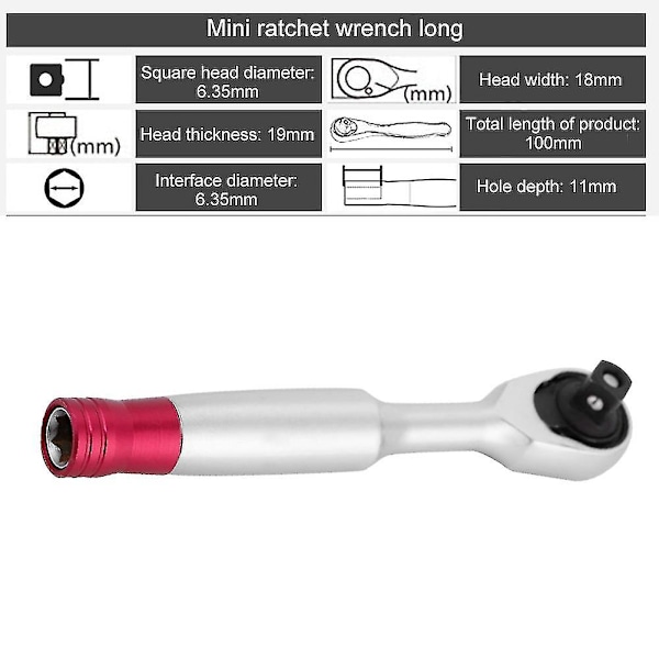 1/4 tums 85 mm Mini vridmoment spärrnyckelsats handreparationsverktyg för fordon cykelcykelhylsnyckel (haoyi)